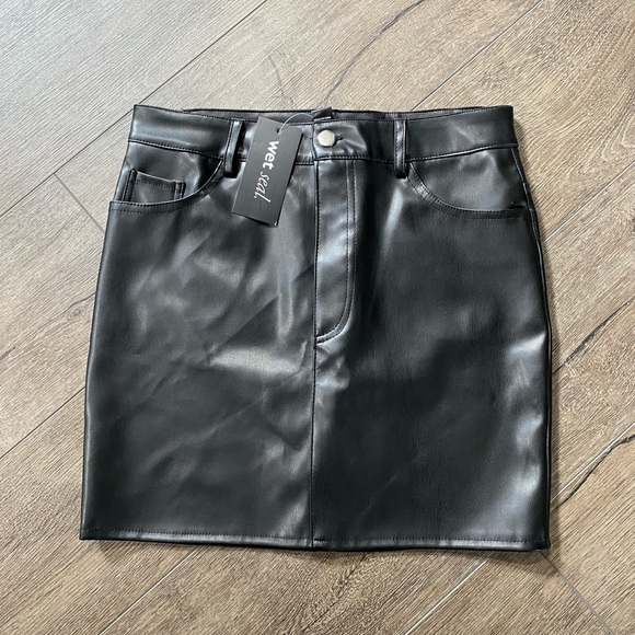 Wet Seal Dresses & Skirts - BNWT Black Vegan Leather Skirt Size SM